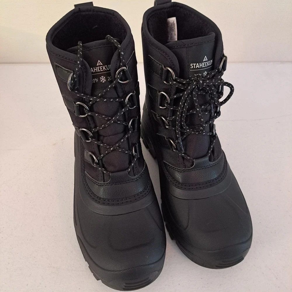 Staheekum Snow Boot Mens 9 Black New Insulated Waterproof Cold Rated 1259-798